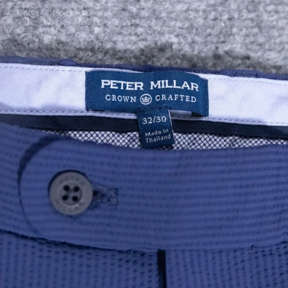 Peter Millar Crown Crafted Matlock Seersucker Performance Blue Pants 32x30 Golf